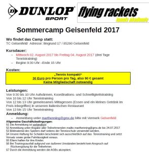 Sommercamp Geisenfeld @ TC Geisenfeld | Geisenfeld | Bayern | Deutschland